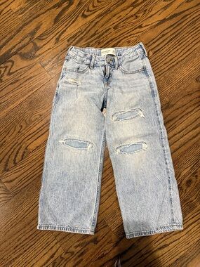 abercrombie kids light blue ripped straight-leg jeans